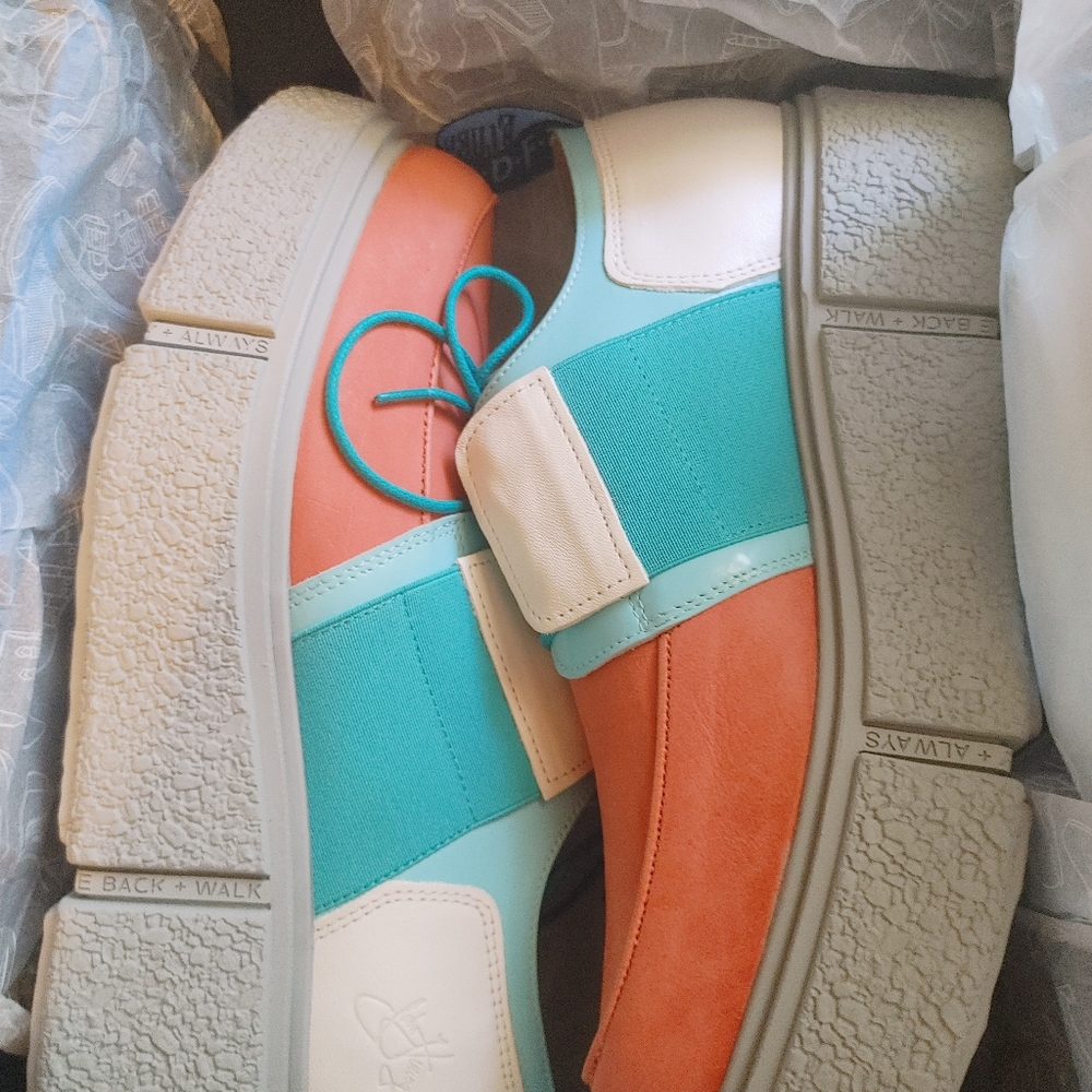 Women’s Colorblock Platform Sneakers in Coral, Teal & Cream